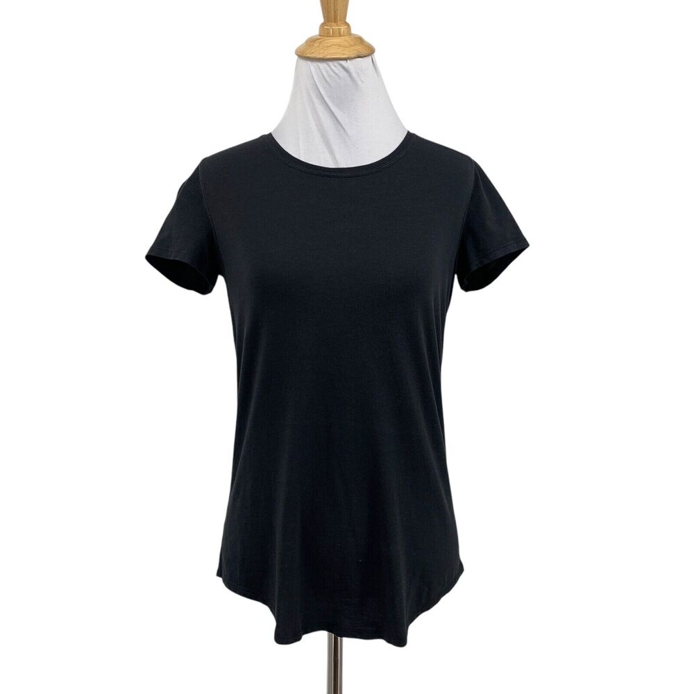 Lululemon T Shirt Womens 4/6 Black Crew Neck Short Sleeve Drop Cut Tee *READ